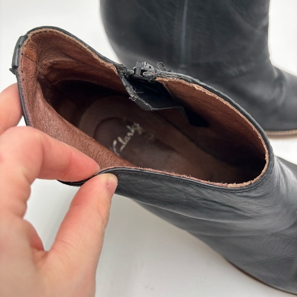 Clarks Black Leather Ankle Booties - Picture 9 of 10